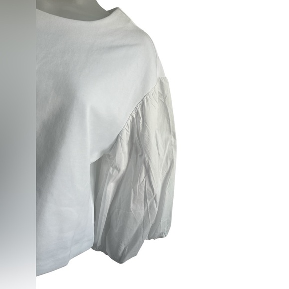 NWOT English Factory Balloon Sleeve Crew Neck Blouse White Size Medium - Picture 4 of 9